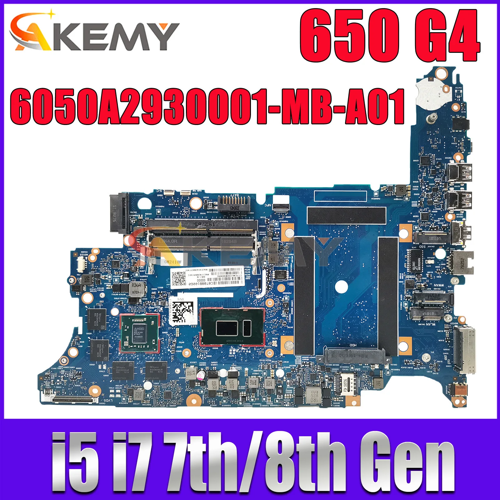 

For HP ProBook 650 G4 Laptop Motherboard 6050A2930001-MB-A01 Mainboard with i5 i7 CPU L24851-601 L24853-601 Full Tested