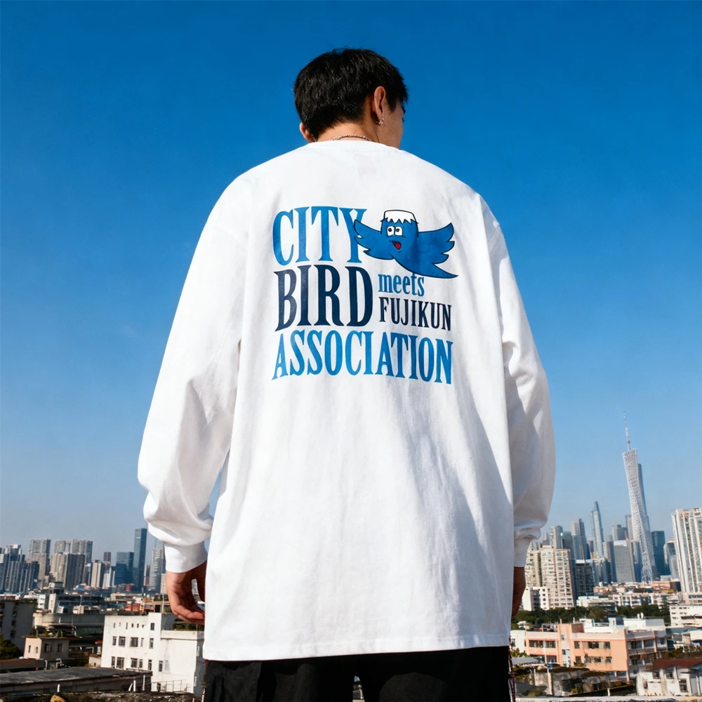 

KUCLUT 1:1 Fashion Best Quality Cartoon Printed Streetwear Tops Oversize Loose 100%Cotton Tee Long Sleeves T Shirt Men Woman