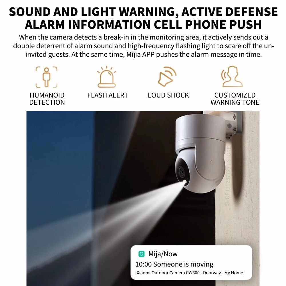 XIAOMI WLAN-Außenkamera CW300 2.5K Ultraklare Bildqualität Wind- und Regenfeste IP66 Wasserdichte KI-Humanoid-Überwachung CN – Detail 13