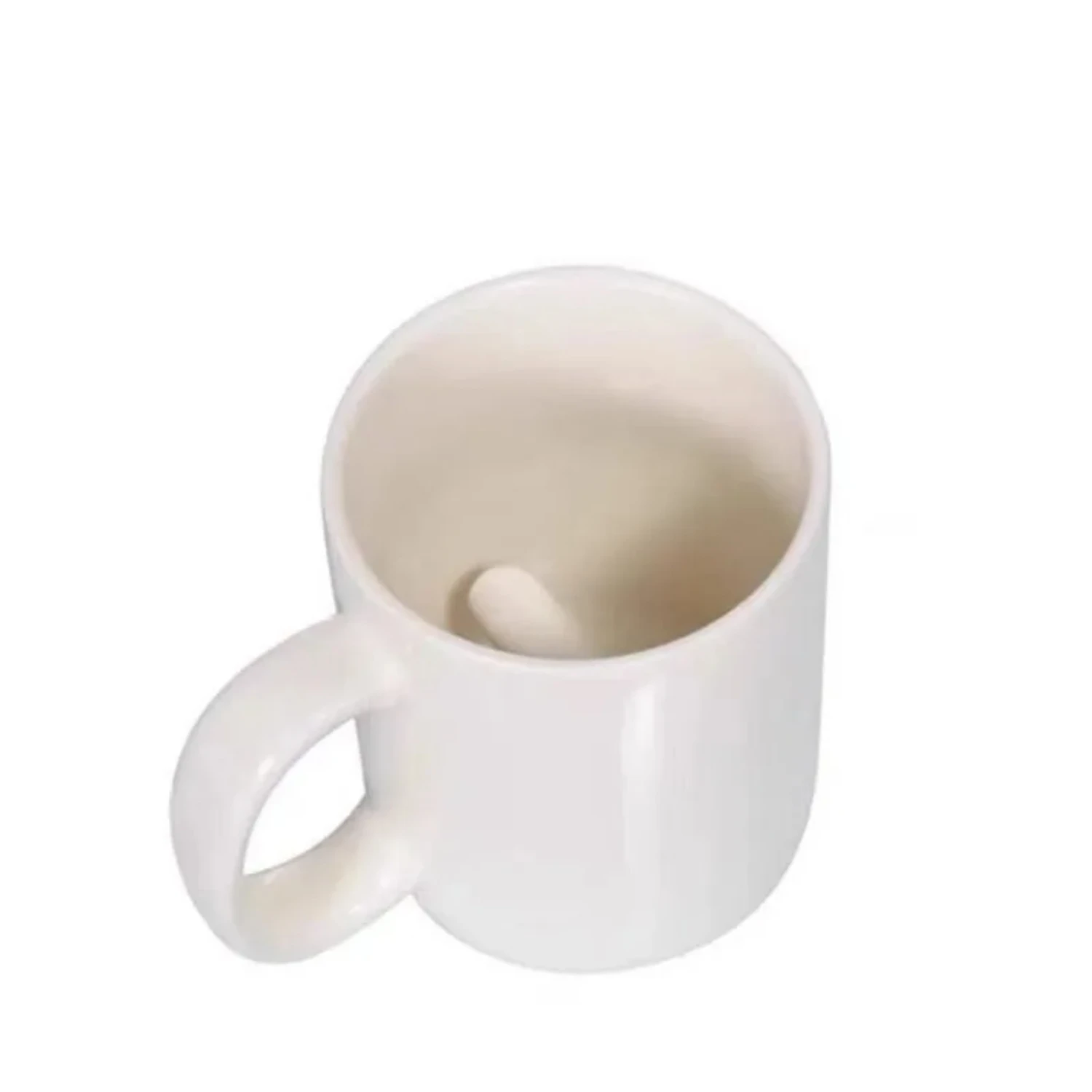 Taza de dedo medio blanca de diseño creativo, taza de café y leche mezcladora de estilo novedoso, Taza de cerámica divertida, capacidad suficiente de 300ml, 1 Uds.