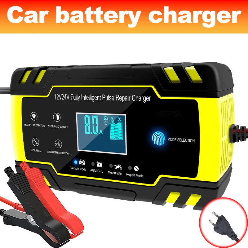 12V 8A 24V 4A Smart Auto Pulse Repair Charger LCD Display For AGM Gel Car Motorcycle Truck Lead Acid Battery 100AH 120AH 150AH