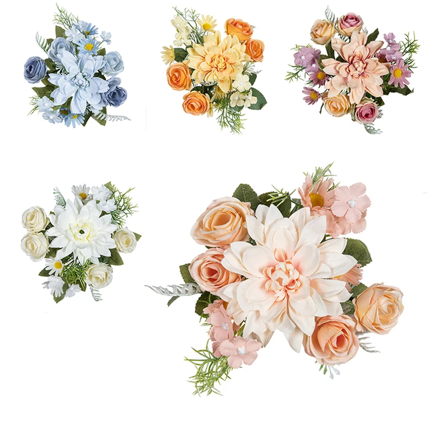 1/3PCS Dahlie Kleine Rosen Kombination Künstliche Blumen Festival Girlanden Hochzeit Hause Balkon Dekoration Fotografie Requisiten