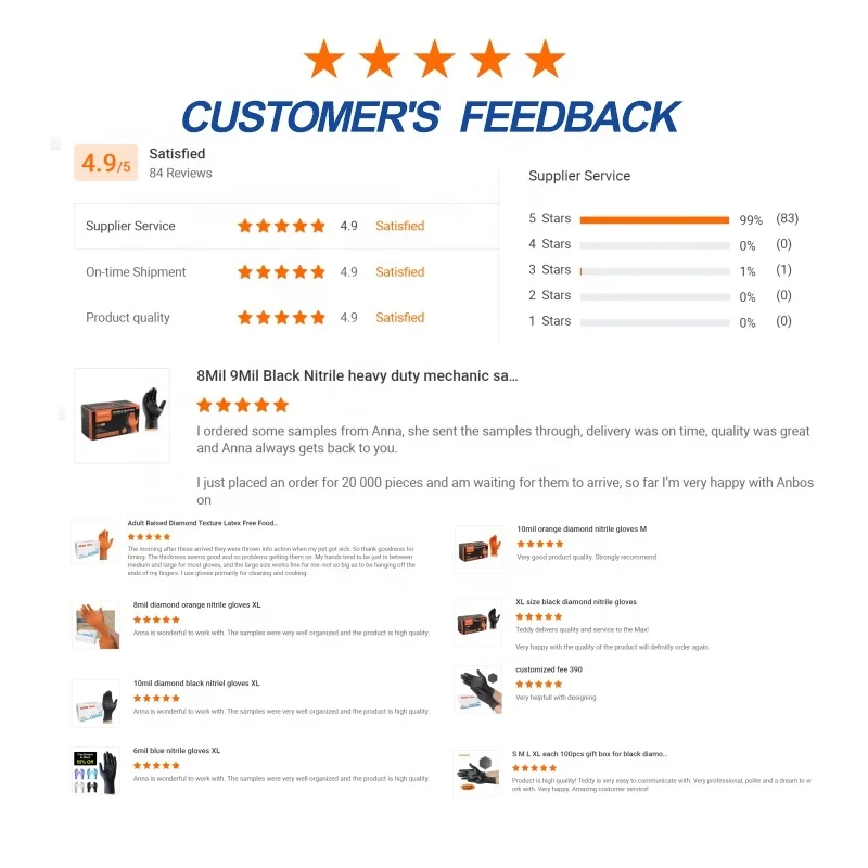 ANBOSON Barbecue Grilling Cooking Black Disposable Nitrile Cotton Bbq Gloves Heat Resistant