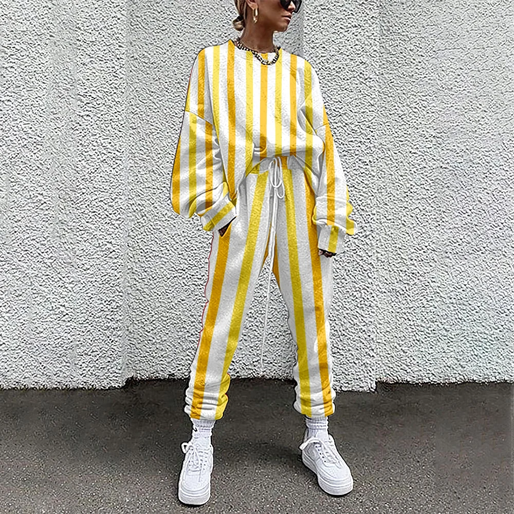 2022 Women Clothing 2 Piece Set Suit Outfits Grid Printed Casual Sport Suit Streetwear Set Women Tracksuit sweatpants sudaderas