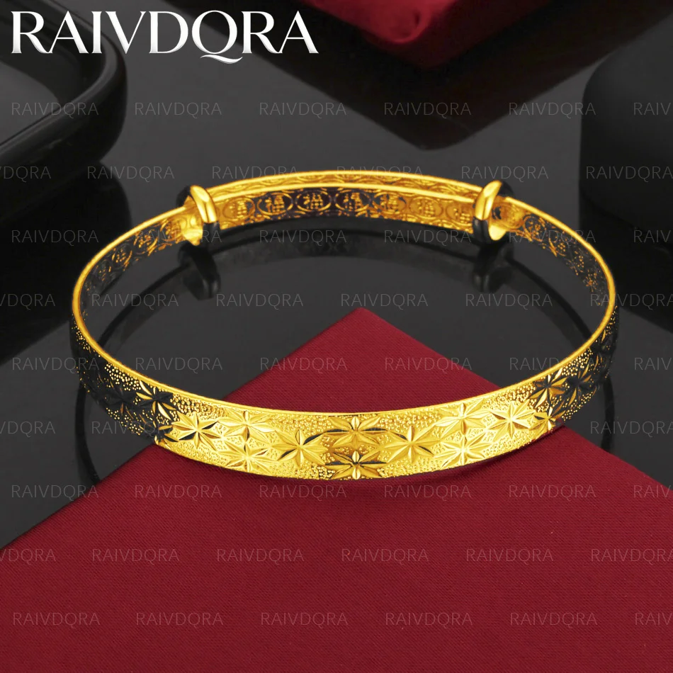 18K Gold Plated Bangle With Six-pointed Star Pattern Bracelet For Women Jewelry Fashion Party And Daily Wear