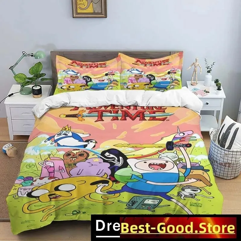 

3D Print Cartoon Adventure Time Finn N Jake Bedding Set Boys Girls Twin Queen King Size Duvet Cover Pillowcase Bed boys Adult