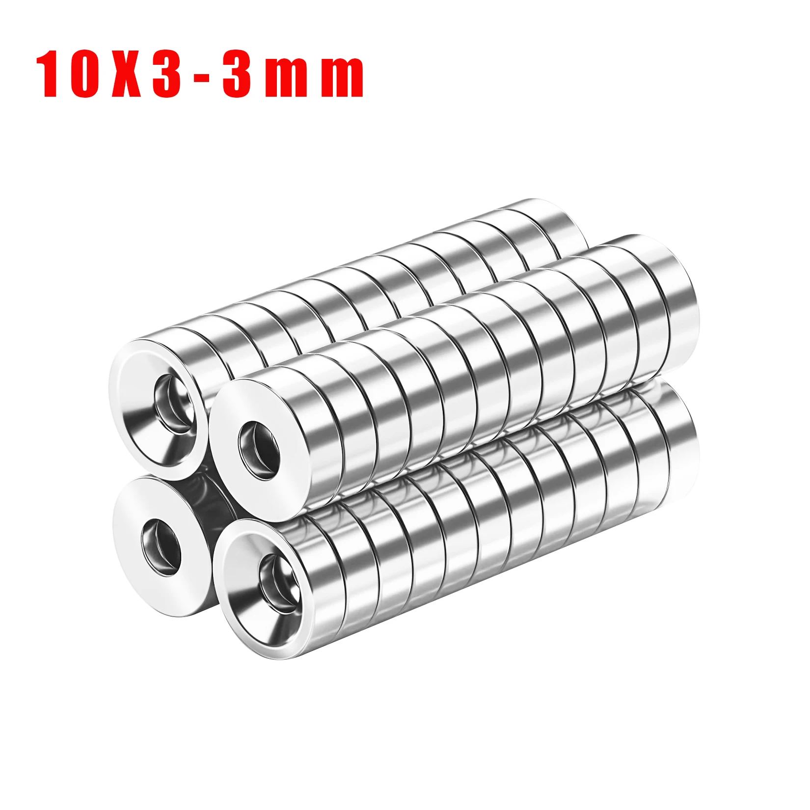 10/20/50/100Pcs 10x3-3mm N38 NdFeB Neodymium Magnet Super Powerful Small Round Permanent Disc Magnetic imanes 10x3 Hole 3 10*3mm