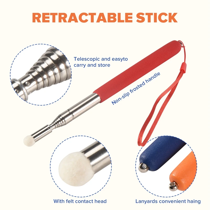 4Pcs Telescopic Pointer Stick With Hand Lanyard Teacher Pointer For Classroom Retractable Pointer Whiteboard Pointer