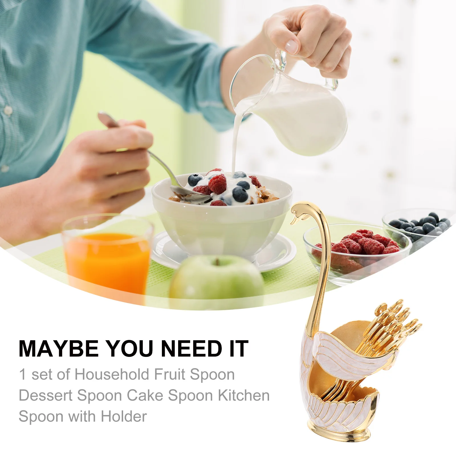 

1 Set Fruit Dessert Cake Serving Premium Zinc Alloy Polished Surface Multi Functional Salt Seasoning Stirring Coffee
