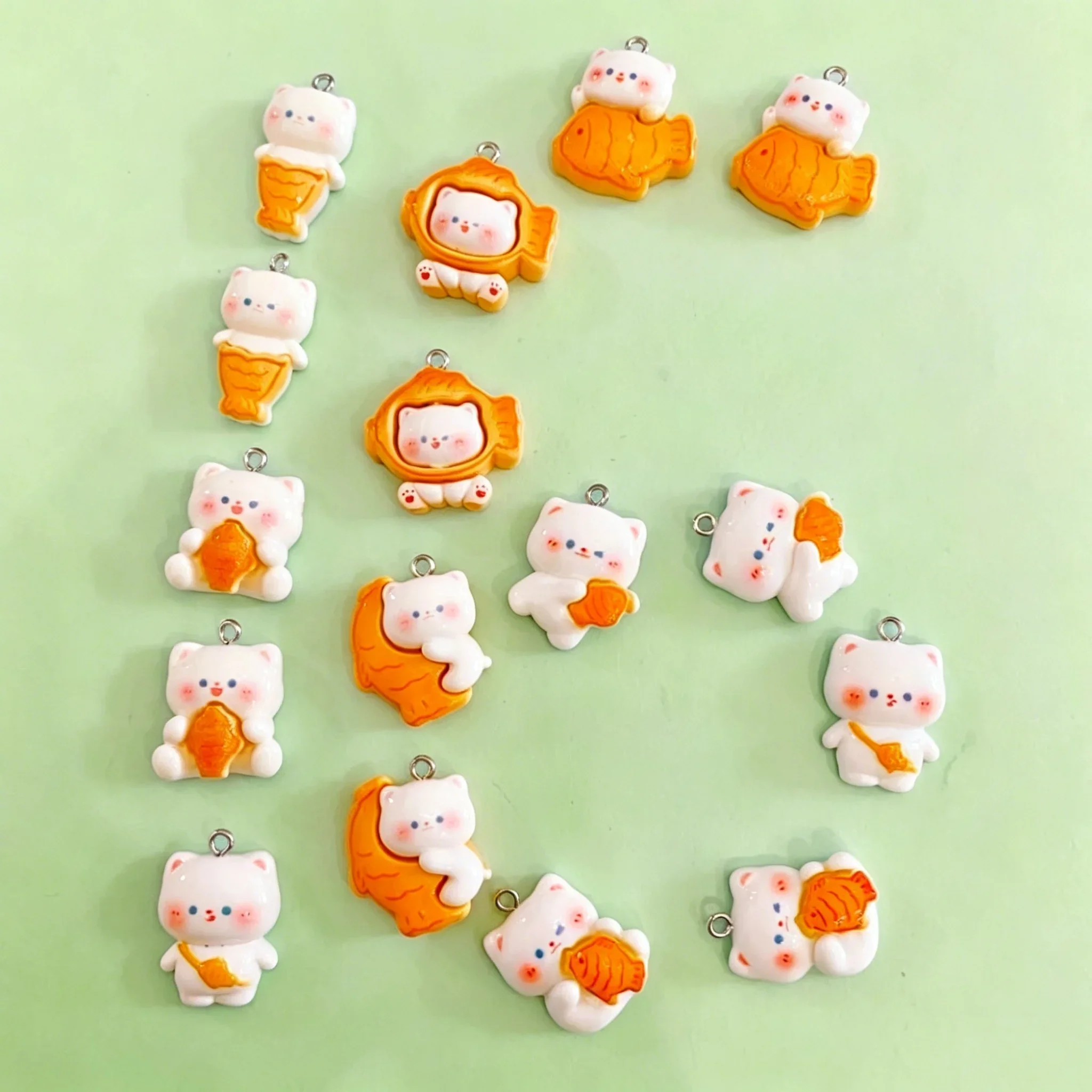 10pcs/lot Cute 3D Taiyaki Cat Resin Charms Cartoon Fish Cat Mini Pendants Handmade Craft Jewelry Supplies view 5