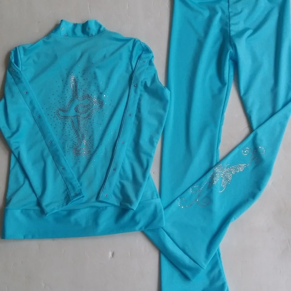 Figure skating training suit, jacket, skating pants, blue suit