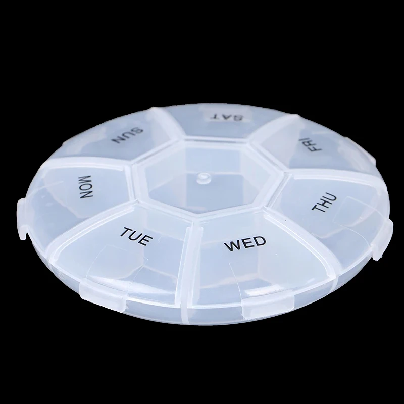 7 Days Travel Round Pill Organizer Moisture Proof Pill Box For Pocket Daily Pill Case Travel Portable Medicine Holder Container`