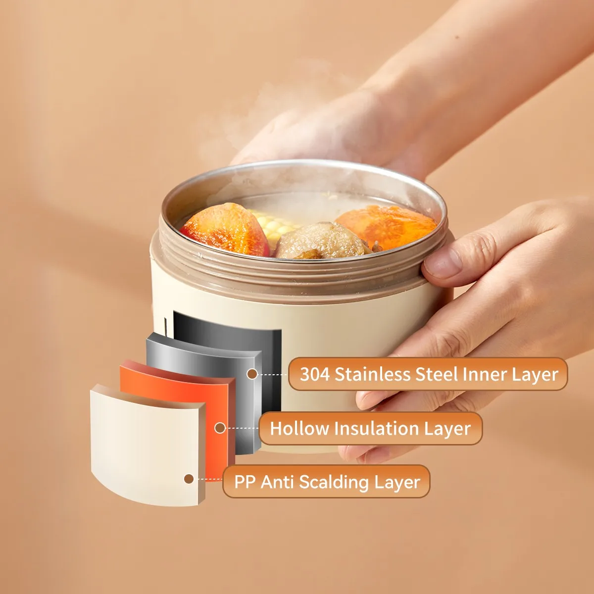304 Stainless Steel Bento Lunch Box Set for Kids Students Portable Sealed Leak-proof Keep Warm Lunch Container Microwave Safe view 3