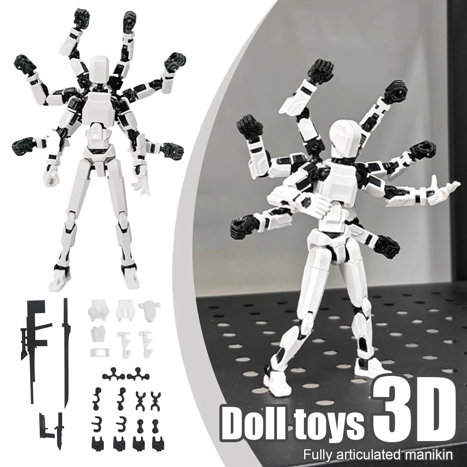 Pre-Assembly 3D Printed  Dummy13 Action Figure, Multi-Jointed Tian13, Articulated T13 Desktop Decoration, Best Birthday Gift