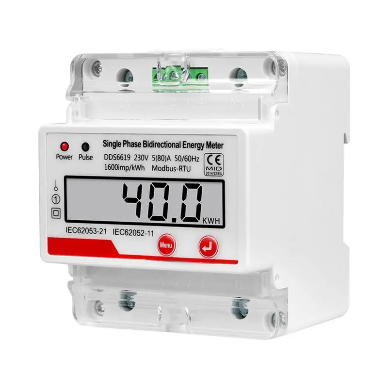 BHTS-AC 230V 4P Single Phase With RS485 Modbus RTU Communication Power Consumption Bidirectional Electricity Energy Meter KWH