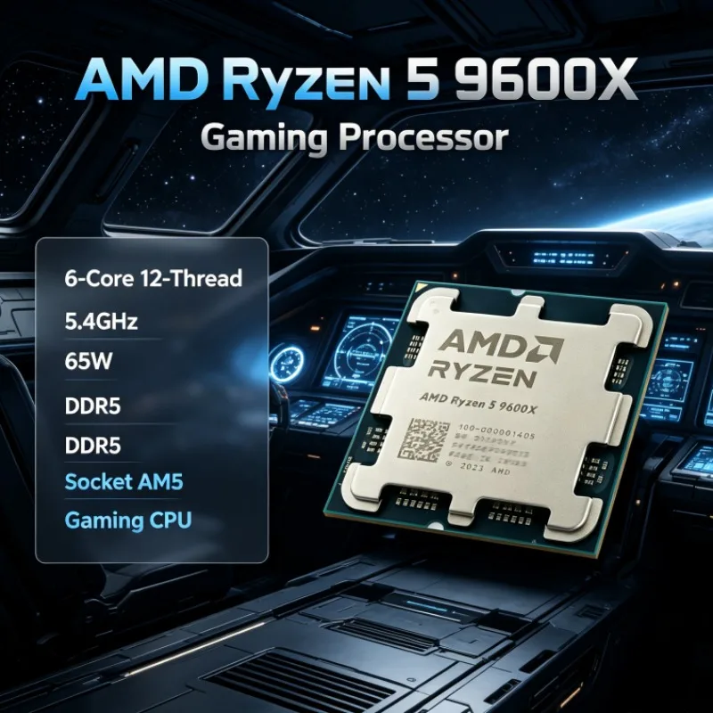 AMD Ryzen R5 9600X AM5 Gaming CPU Processor 5.4GHz 6-Core 12-Thread 65W 32MB L3 DDR5 Type-C
