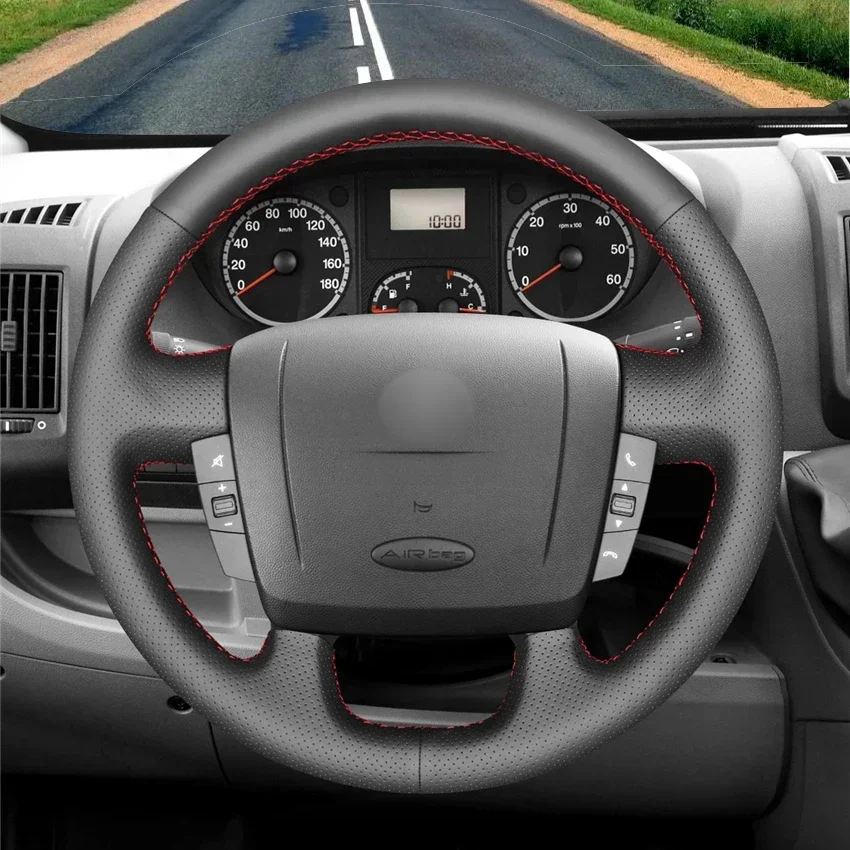 Black Artificial Leather Car Steering Wheel Cover for Peugeot Boxer Citroen Jumper Relay Fiat Ducato Ram ProMaster 2006-2020