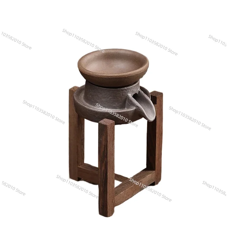 Handmade Coarse Pottery Vintage Tea Strainer, Mud Filter Group Door Frame Support Tea Filter