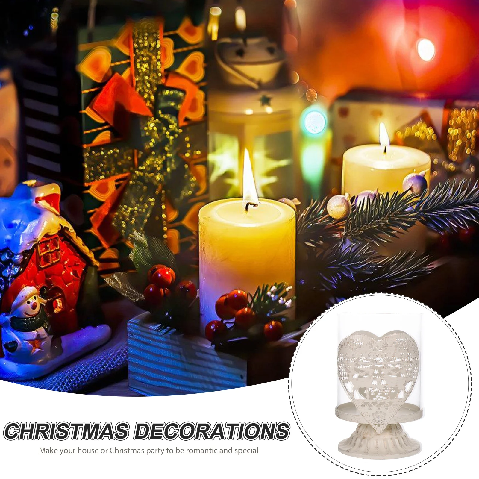 

2Pcs Heart Style Decorative Holder Deer Design Party Tabletop Adornment Romantic Home Decoration Gift Stand