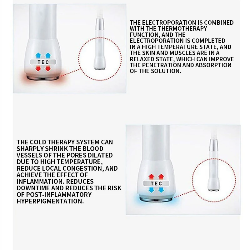Draagbaar koel + heet + EMS voor huidverstrakking Anti-wallen Gezichtselektroporatie Machine Schoonheidsapparaat