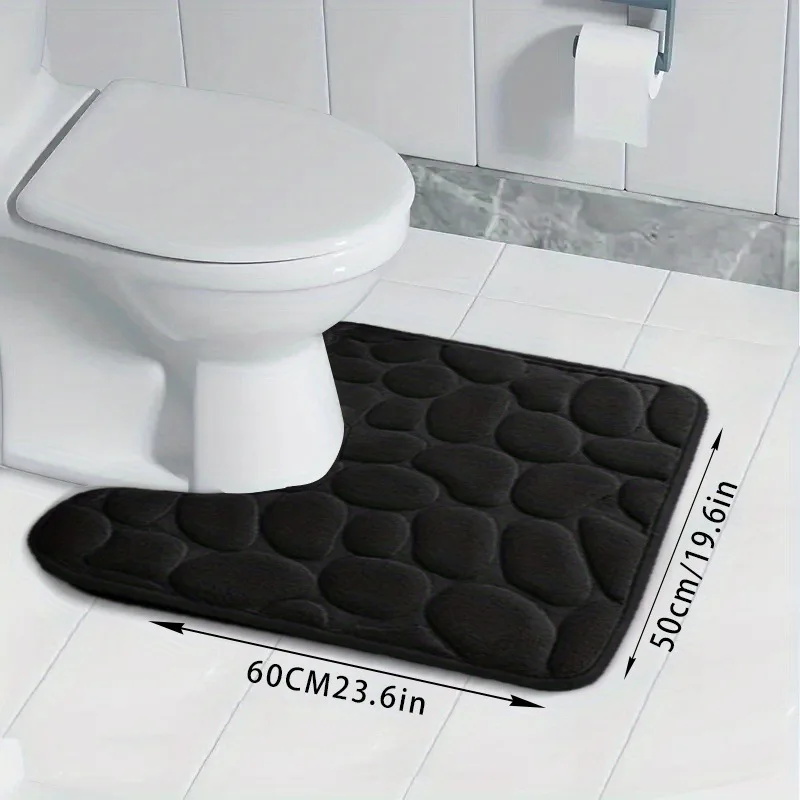 U-shaped Coral Velvet Floor Mat Thickened Memory Sponge Pebble Entrance Carpet Quick-drying Foot Mat Toilet Non-slip Floor Mat