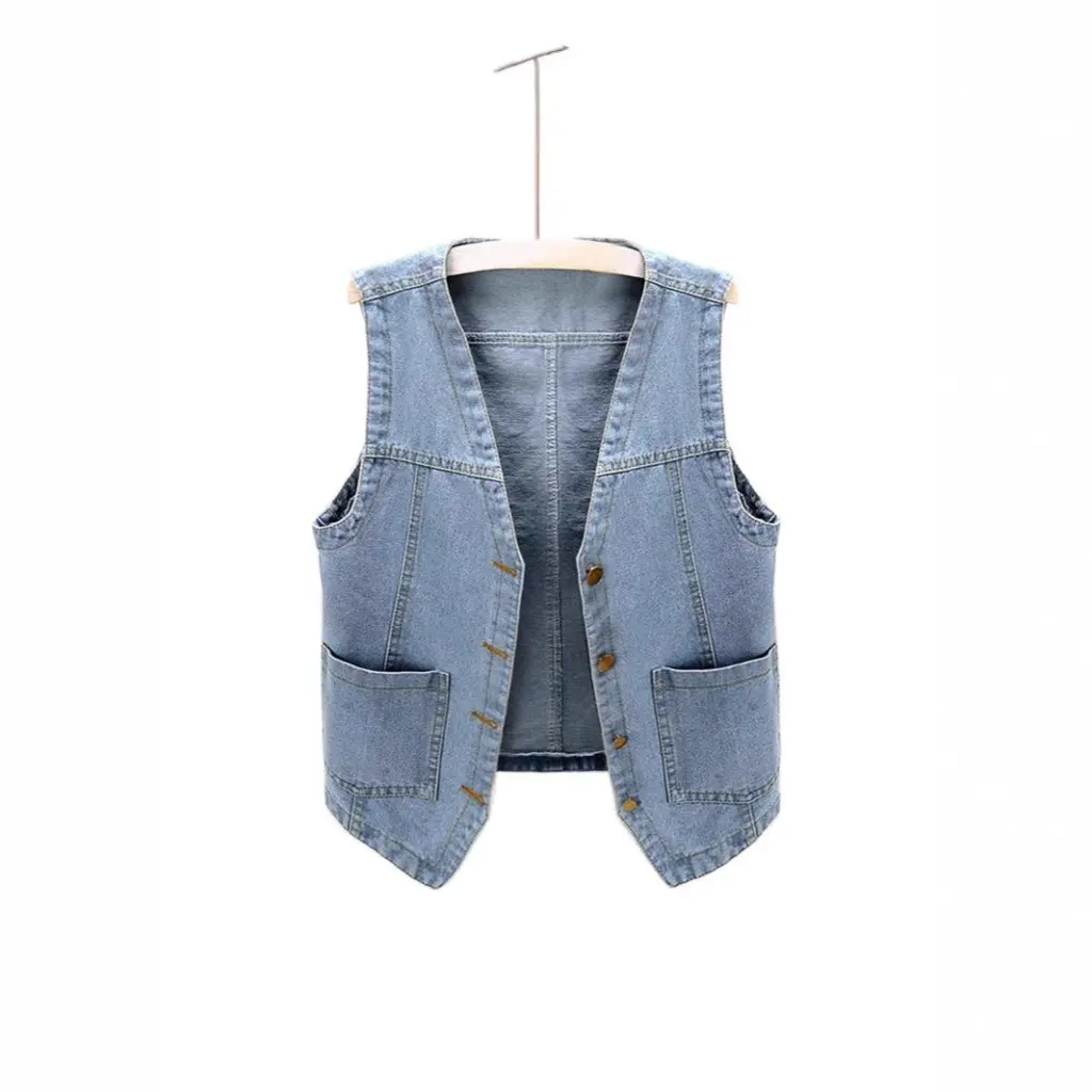 

Женский летний новый универсальный джинсовый жилет, куртка без рукавов в корейском стиле, свободная посадка для различных случаев