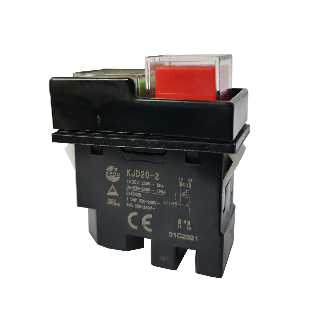 KJD20-2 220V 4Pin 10(8)A Electromagnetic Power On Off Pushbutton Switches Industrial Waterproof Push Button Switch