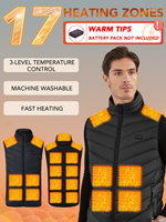 17 Areas Heated Vest Men Women Electric Self Heating USB power supply Outdoor Veste Winter jacket Warm Heated Jacket