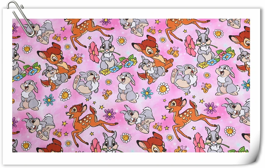 0.45X1.1 Meter Disney Deer Bambi Cotton Fabric For Sewing Kids Clothes Dress Quilting Fabrics Tissue Patchwork DIY Needlework