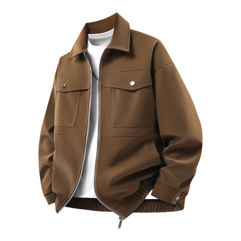 

New Men's Outdoor High Quality Imitation Leather Jacket Comfortable Versatile Breathable Warm Handsome Top for Autumn Winter