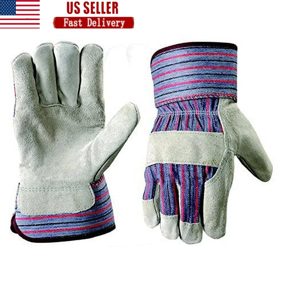 

Перчатки из воловьей кожи, большие, 5 пар, прорезиненные защитные манжеты, усиленные ладони, разрезной ремень на суставы, прочная конструкция