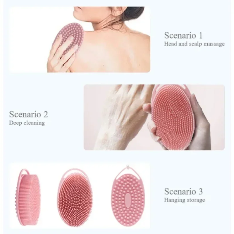 Massage Brush Silicone Exfoliating Shower Massage Scraper Bathroom Non-slip Bath Mat Back Foot Wash Body Cleaning Bathing Tool