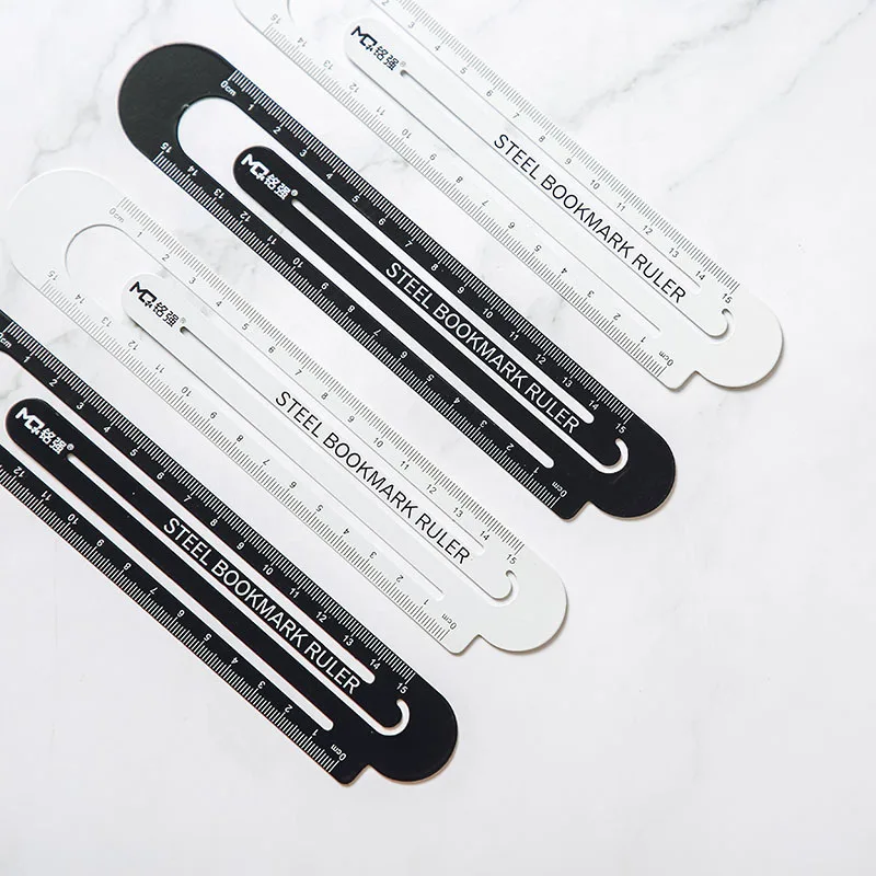 4pcs Metal Bookmark Ruler Book Holder Clip Measuring Scale School Supplies