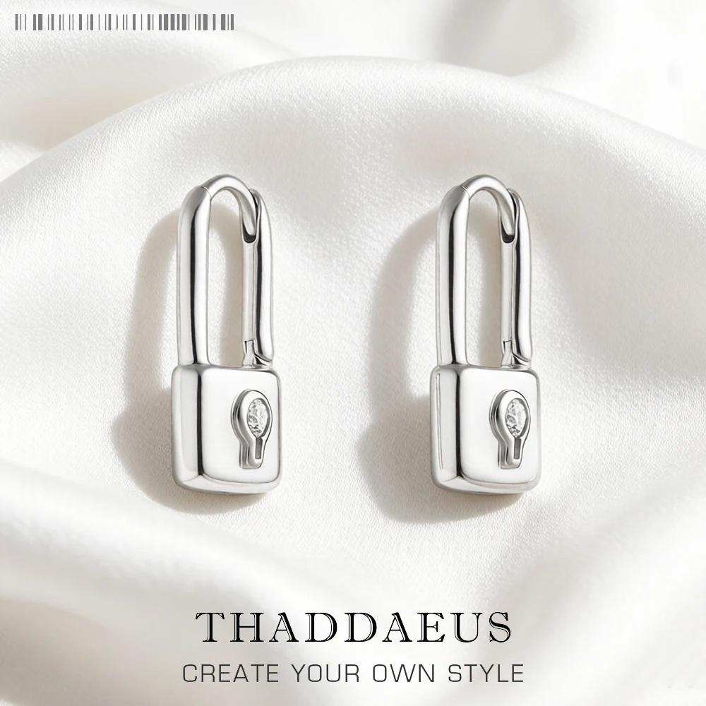 Creolen-Schloss, glamouröser feiner Schmuck für Damen, trendiges Winter-Geschenk aus 925er Sterlingsilber