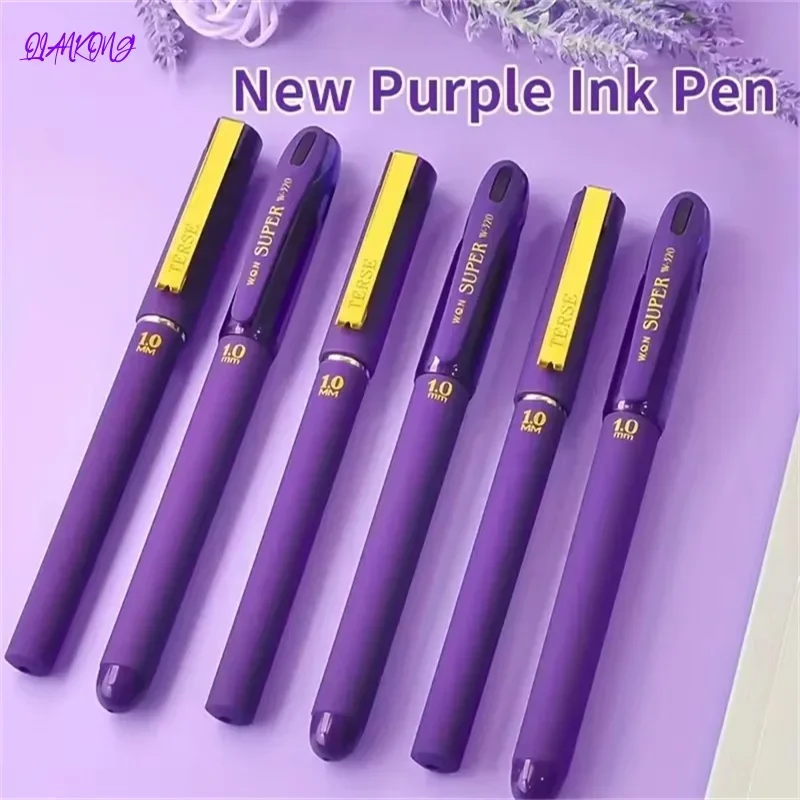 

QIANKONG 3/6Pcs Purple neutral pens 1.0mm large capacity refill Office accessories School supplies Ballpoint pens write smoothly