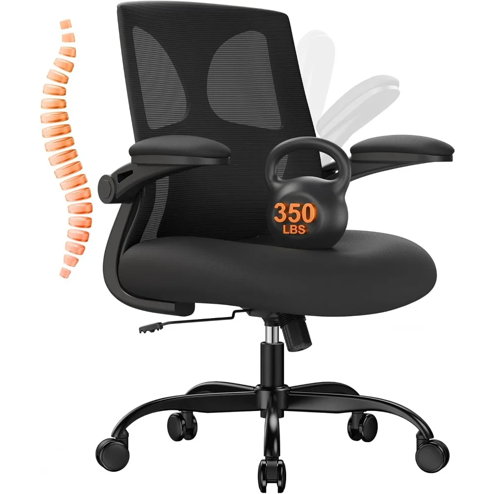 Office Chair 350lbs Capacity - 3.9-inche Cushion and Tall Back Computer Desk Chair Breathable Mesh - Comfortable Swivel