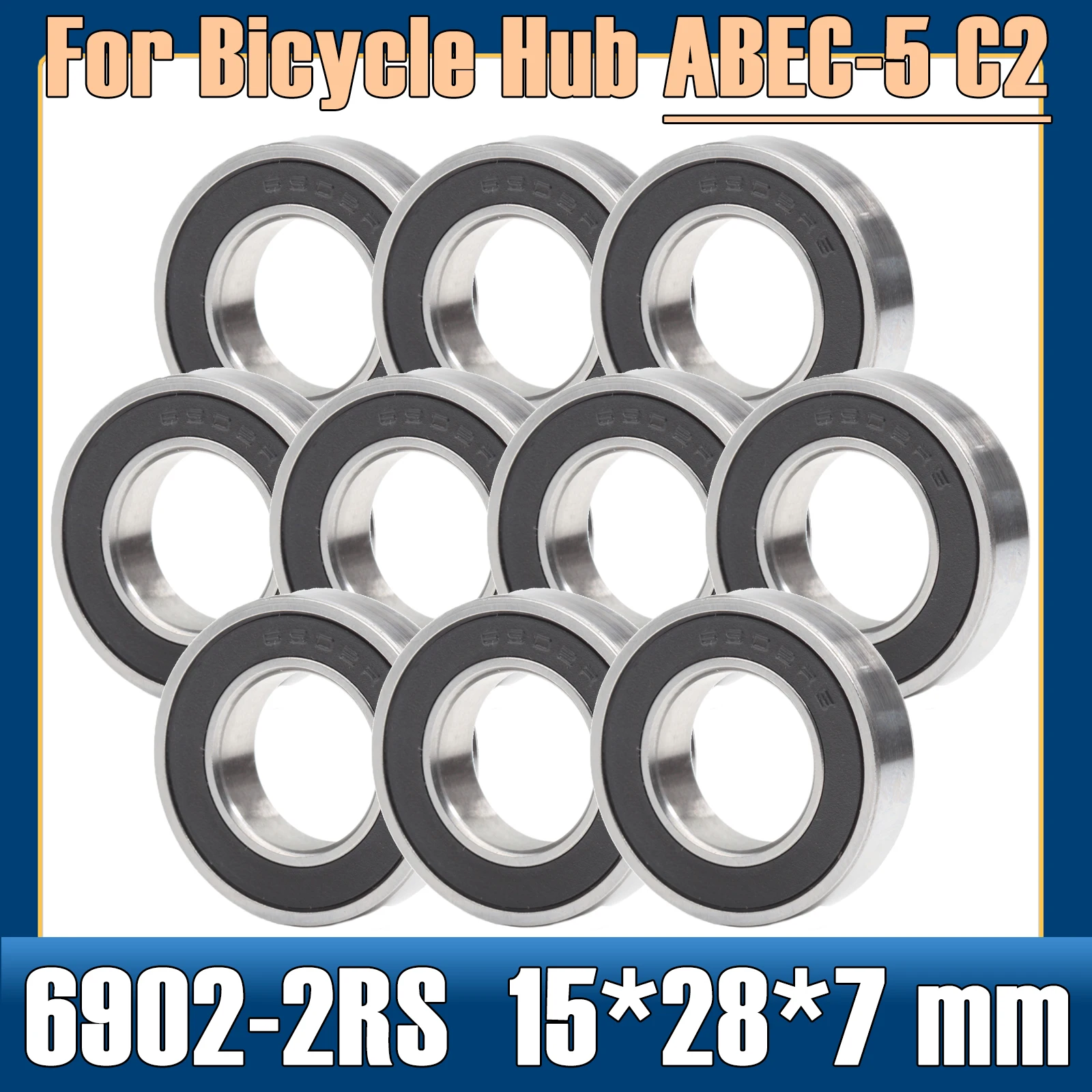 6902-2RS Bearing 15*28*7 mm ABEC-5 15 28 7 6902RS Bearings For Bicycle Hub Front Rear Hubs Wheel