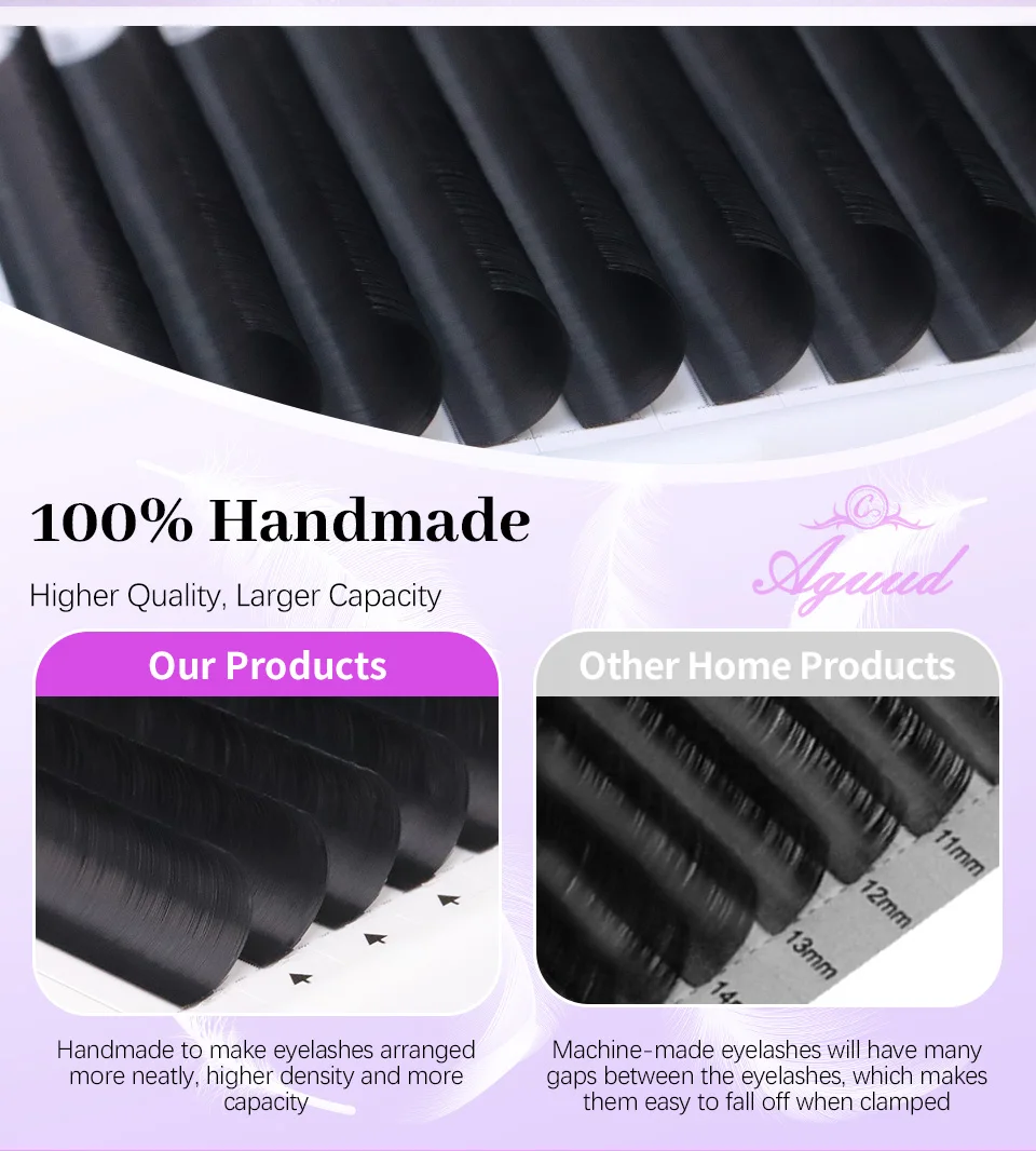 AGUUD 0.05 0.07 Ciglia in cashmere Nero opaco Premium Ciglia volume russo ad alta densità Visone finto Professionale Morbido Naturale