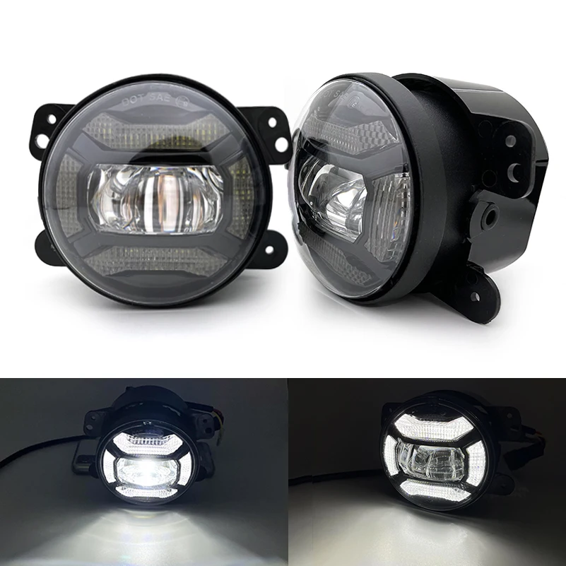 

4 Inch Led Fog Light White Round Halo Ring Angel Eyes Fog Lamp Day Lights For Jeep Wrangler JK TJ Cherokee Dodge Chrysler