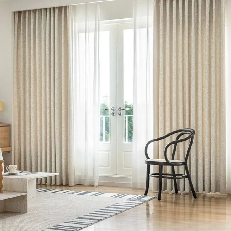 

Custom Size Luxury French Chenille Modern Blackout Curtains for Living Room Dining Room Bedroom Custom Curtains White Tulle。
