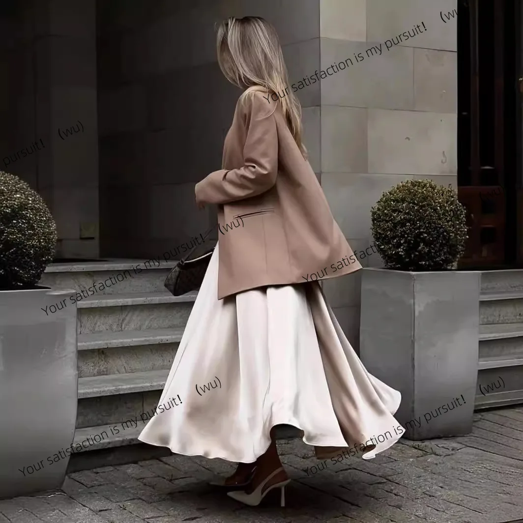 バストスカート レディース 欧米風 秋新作 気質 エレガント ハイウエスト サテン