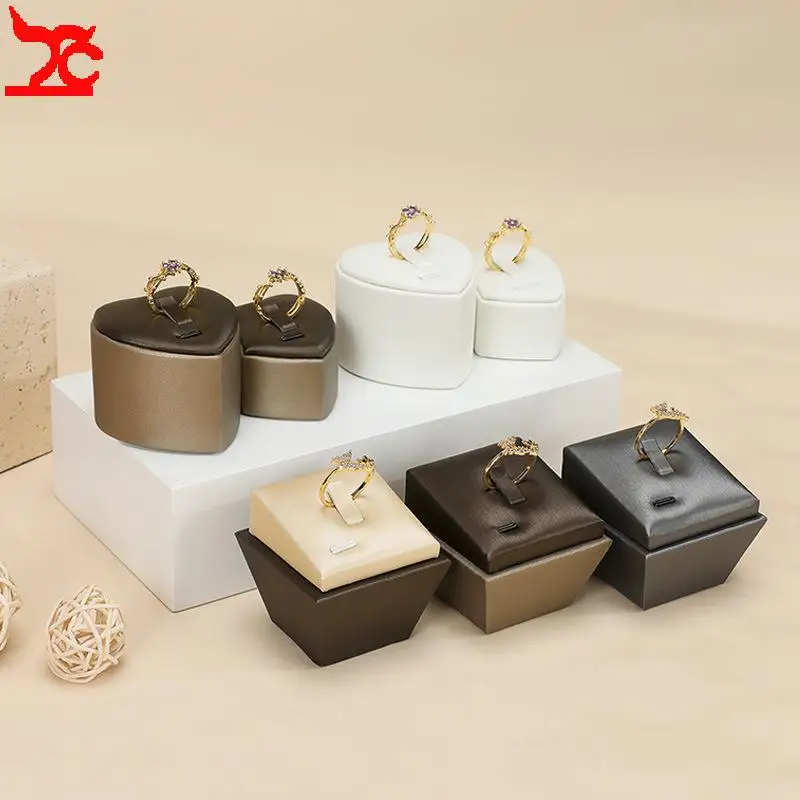 Pu Leather Multi-Shaped Ring Display Holder Useful Organizer Showcase Props for Retail Shop Counter Ring Display Rack