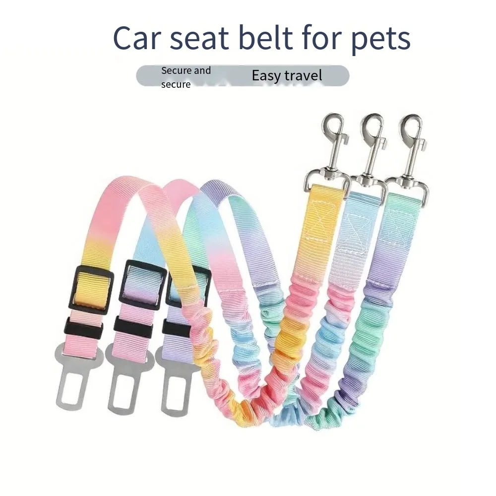 Cinturón de seguridad ajustable para coche para perros: arnés de seguridad de nailon elástico para viajes seguros