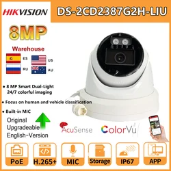 Hikvision 8MP IP Camera DS-2CD2387G2H-LIU Built-in Mic Dual-Light 4K Smart Hybrid Light With ColorVu Fixed Turret Network Camera