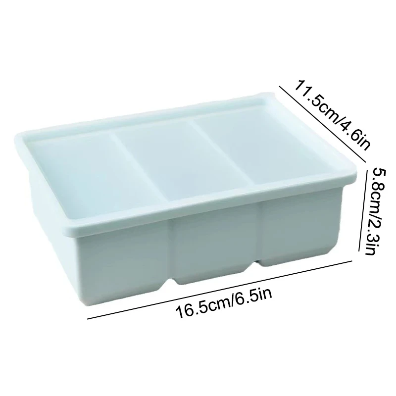 

Durable 3 Cubes Ice Cube Tray Giant with Lid Food zing Molds Silicone Food Grade Ice Cube Mold For zer