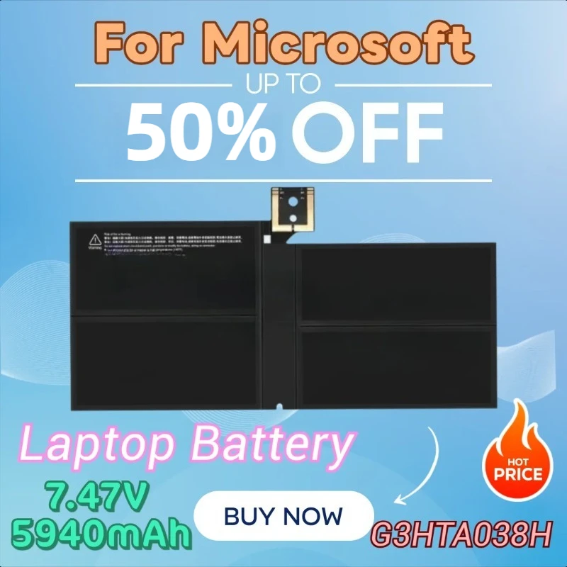 

For Microsoft Surface Pro 6 Pro 5 1807 1796 (2017 New Pro) 7.47V 5940mAh New Laptop Battery G3HTA038H DYNM02