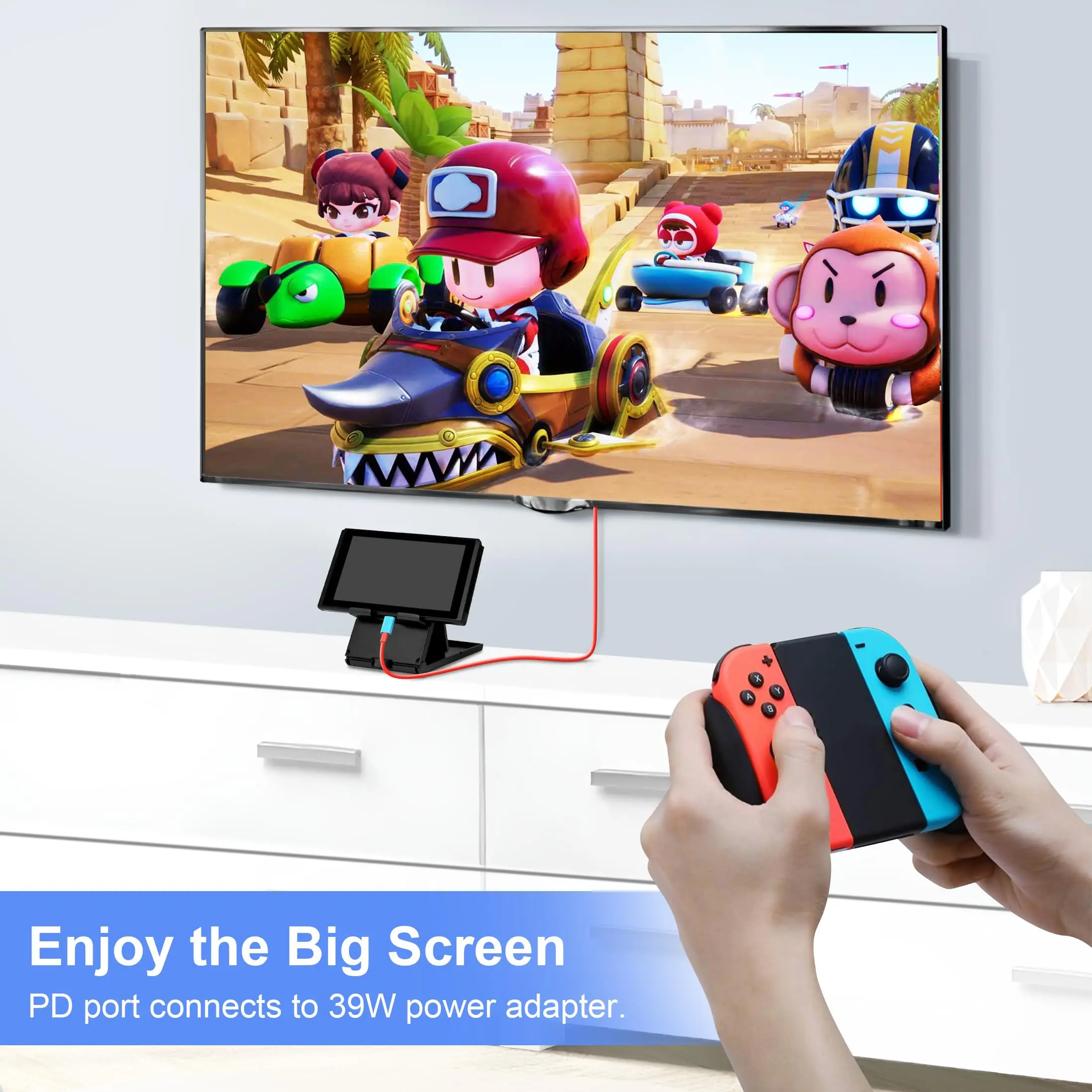 USB C к HDMI-адаптеру, 4K, 30 Гц, HDMI-совместимый кабель для Nintendo Switch/OLED PD 100 Вт, зарядка для ноутбука, планшета, телефона