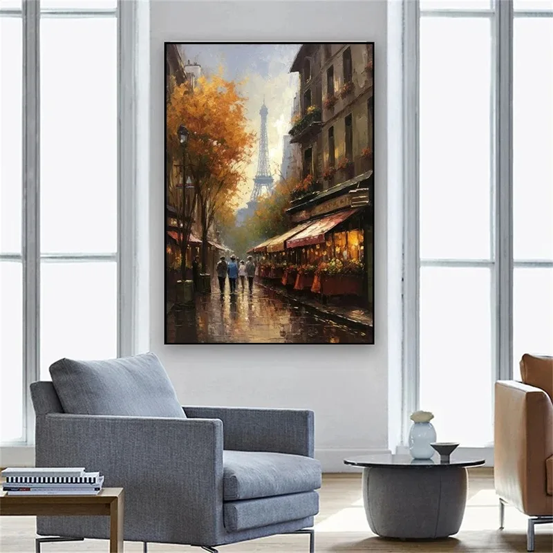 Vintage Cityscapes Style London Parisian France Berlin Germany Poster Canvas Printing Landscape Wall Art Picture for Room Decor