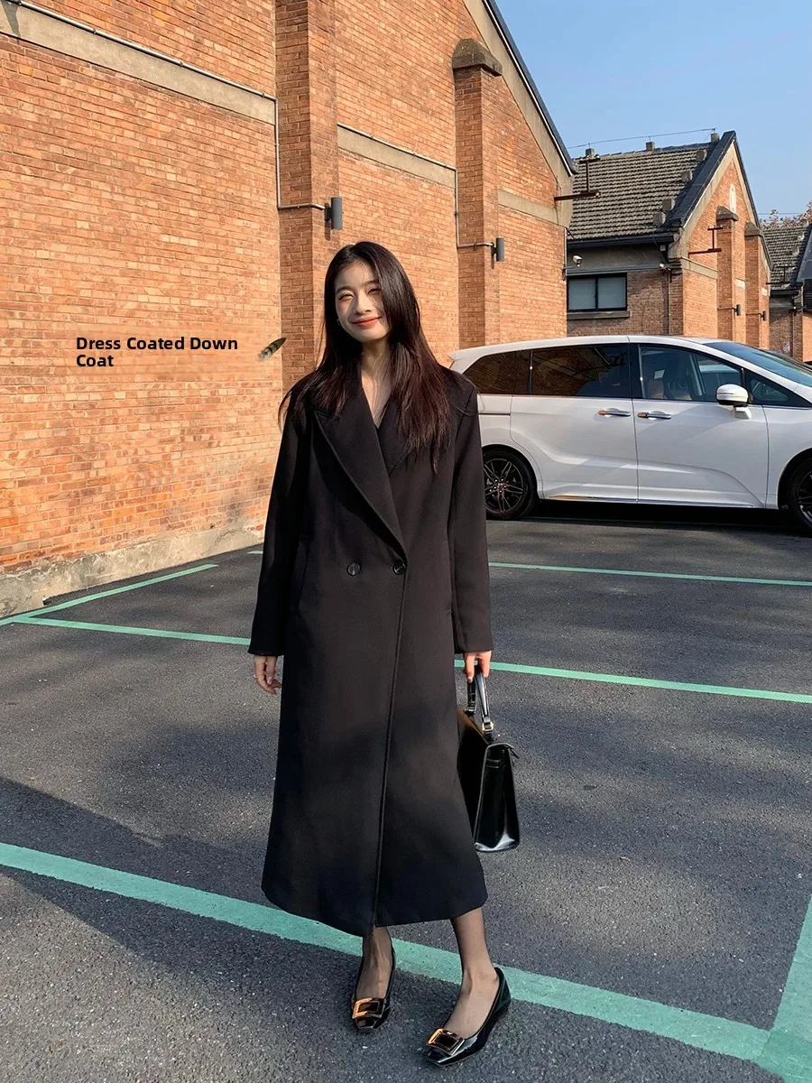 

Стильное женское длинное пуховое пальто Thiened Du, утягивающее корейское пальто Du для похудения, белое пальто Du с перьями