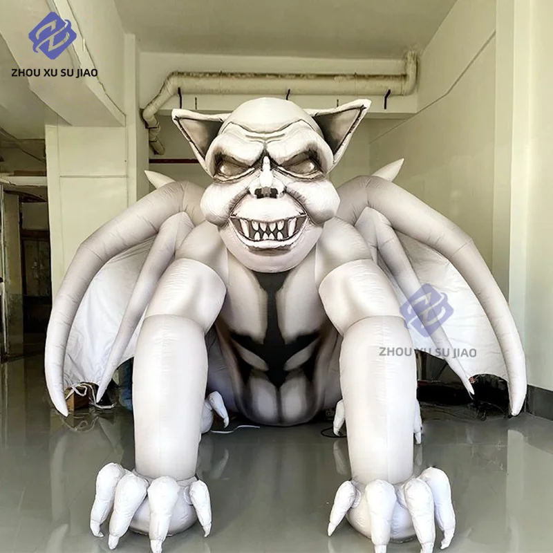 Giant Inflatable Bat Carving Balloon with Blower Air Blow 3D Creative Halloween Decor Props Nightclub Advertising